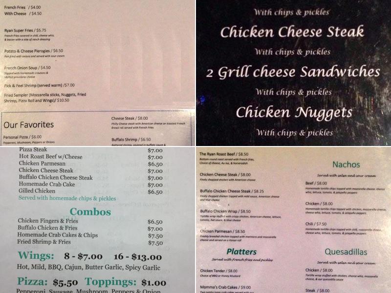 Ryan Pub Menu