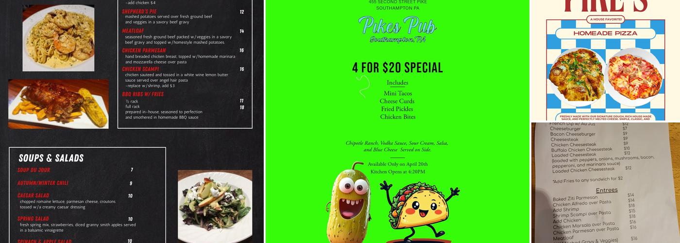Pike's Pub Menu