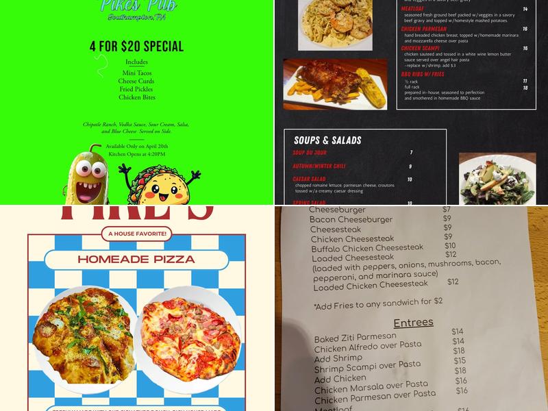 Pike's Pub Menu