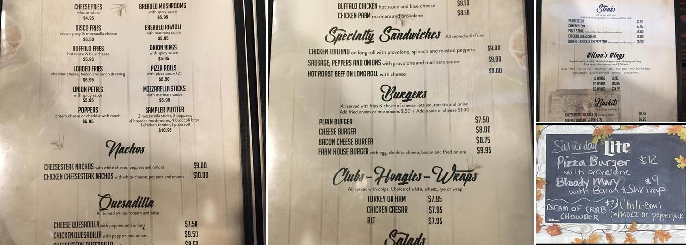 Wilson's Pub Menu