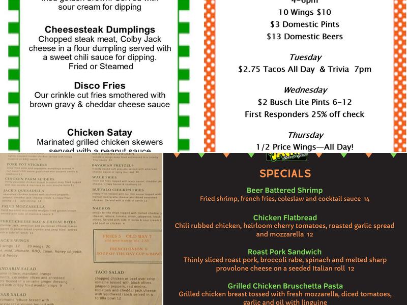 Out of Wack Jacks Bar & Grill Menu