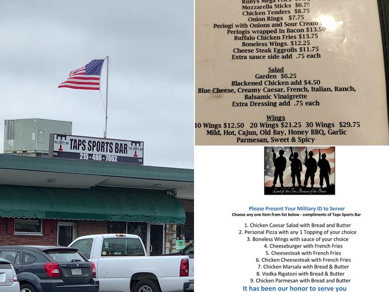 Taps Sports Bar Menu
