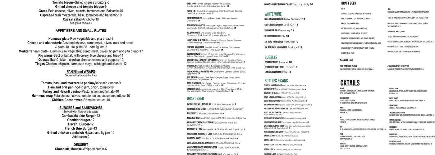 Hops/Scotch Menu