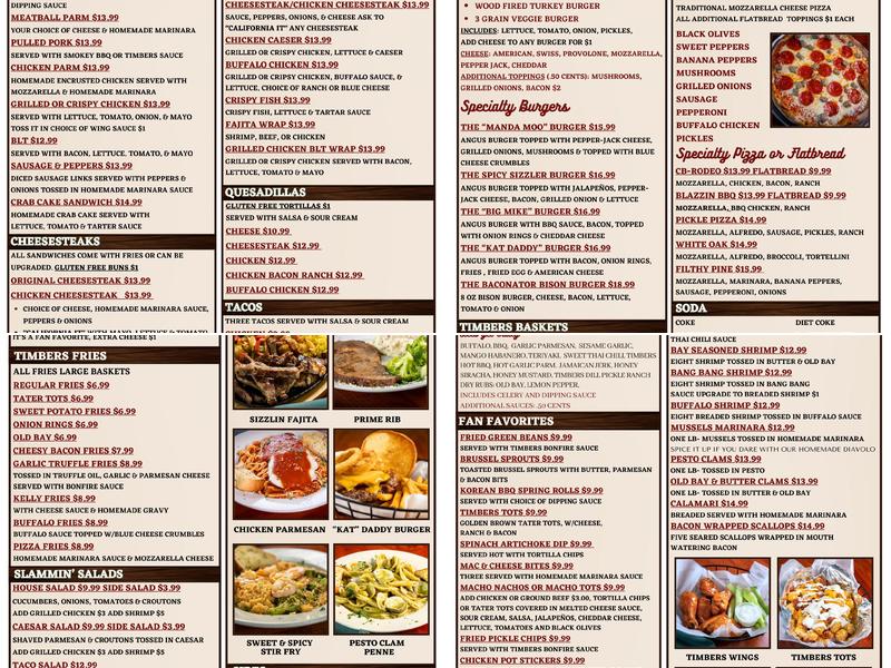 Timber's Pub & Grill Menu
