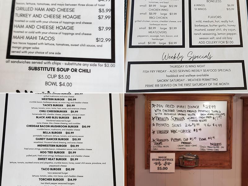 Tack's Inn Menu