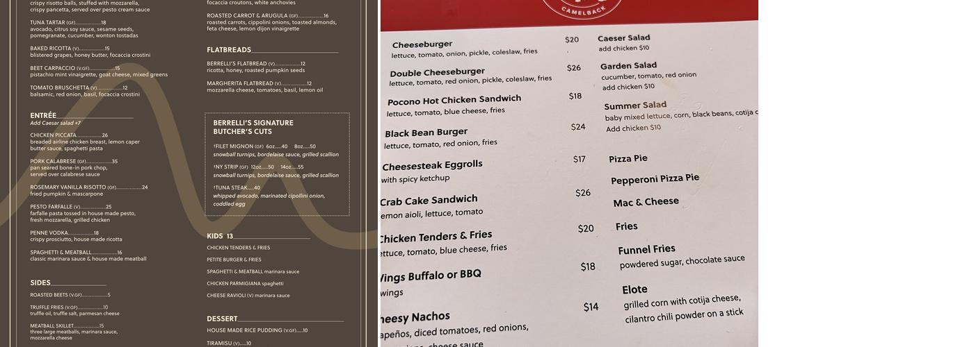 Thirsty Camel Bar & Grille Menu