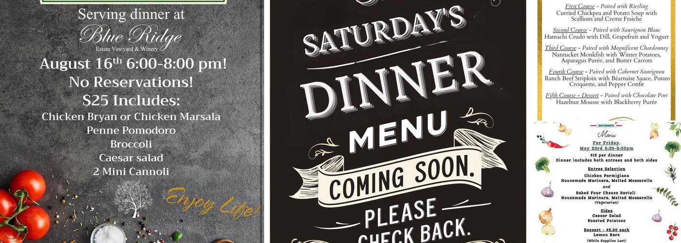 Blue Ridge Vineyard & Winery Camelback Store Menu