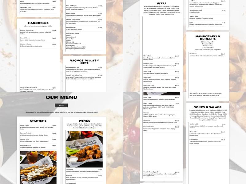 Peanut Bar Menu
