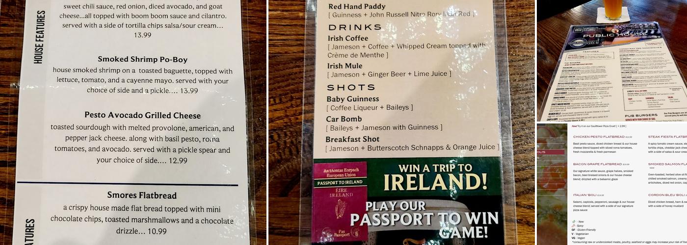 U Pick 6 Public House Menu