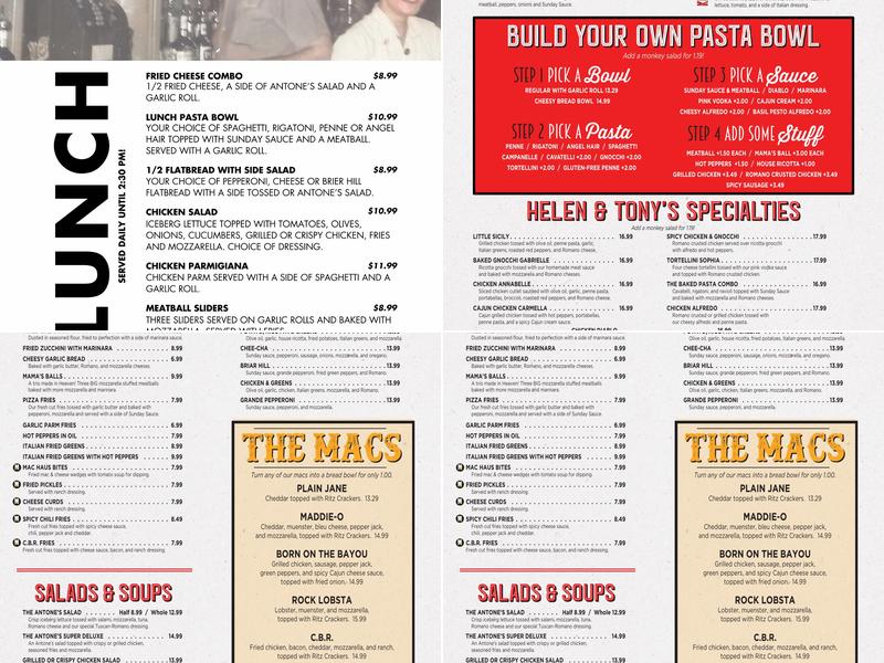 Antone's Kitchen Menu