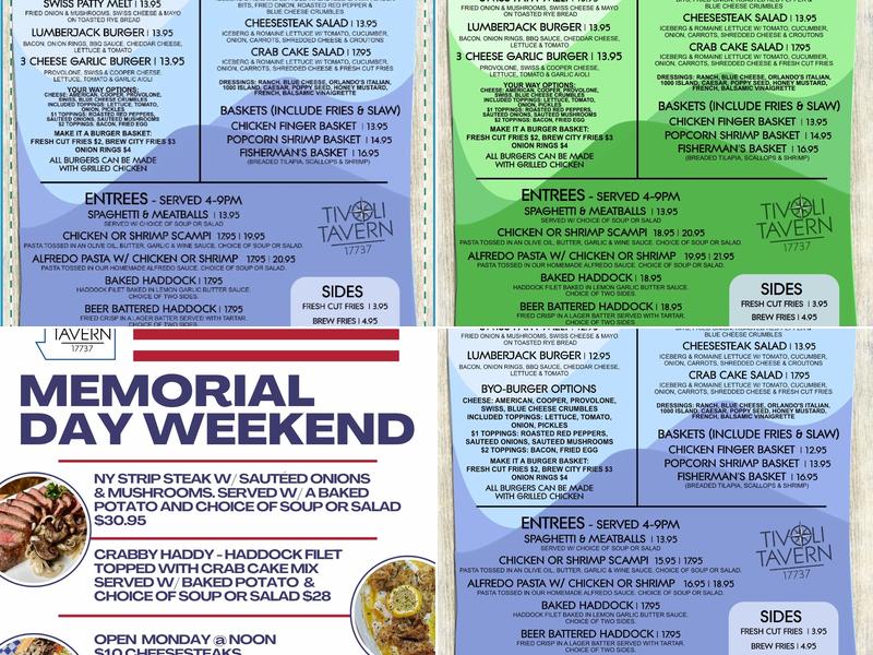 Tivoli Tavern Menu