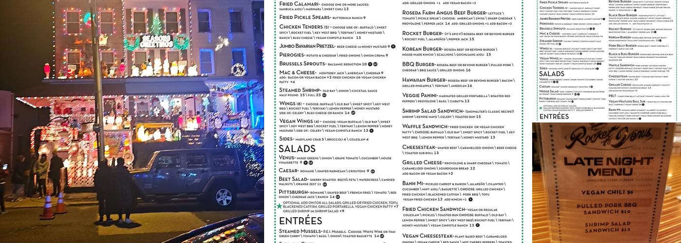 Rocket To Venus Menu