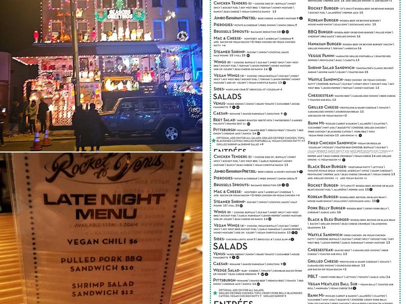 Rocket To Venus Menu