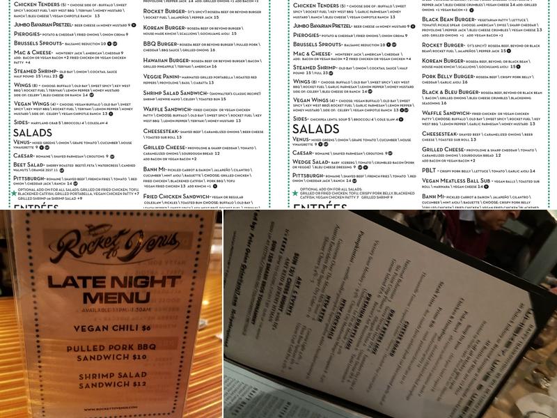 Rocket To Venus Menu