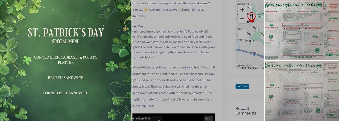 Monaghan's Pub Menu