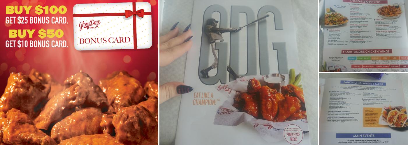 Glory Days Grill Menu