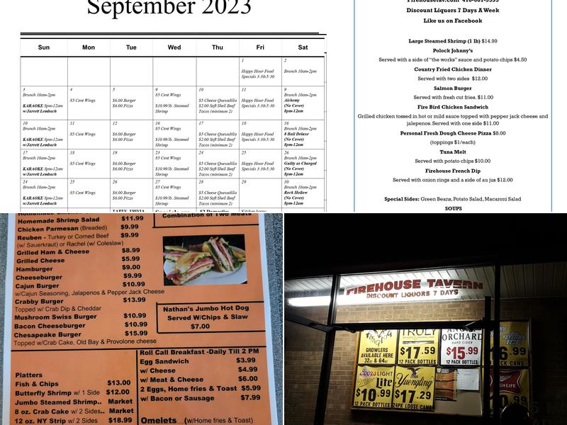 Firehouse Tavern Menu