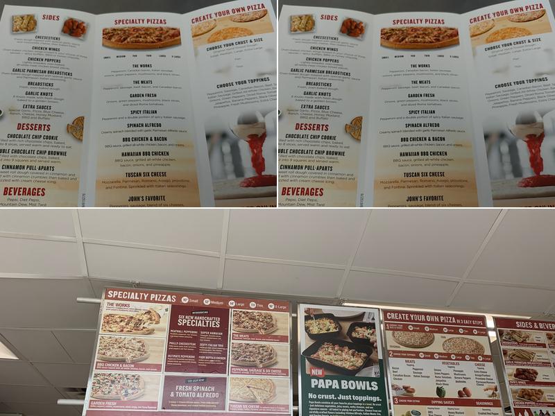 Papa Johns Pizza Menu