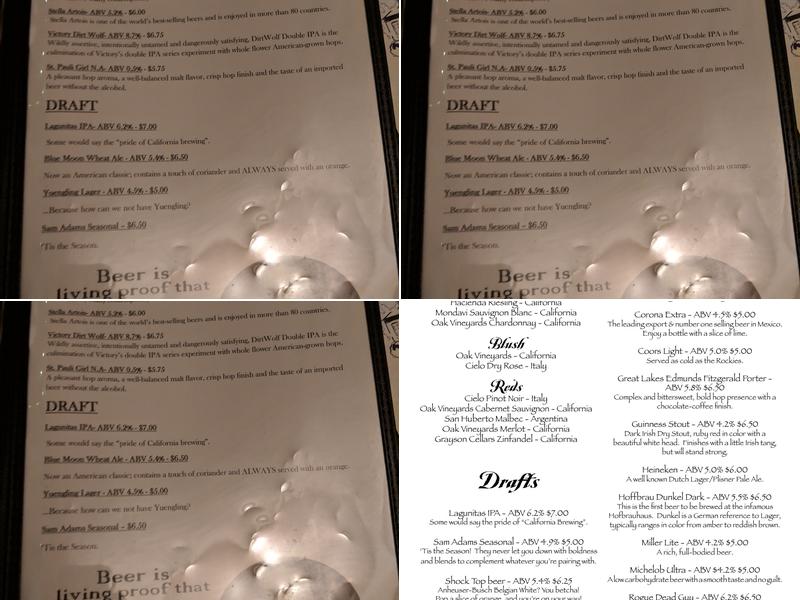 Historic Piper Tavern Menu