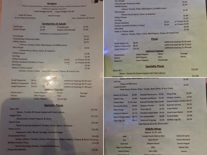 Hillbilly Haven Menu