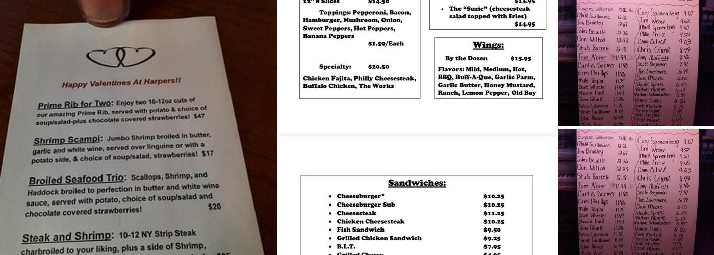 Harper's Creekside Tavern Menu