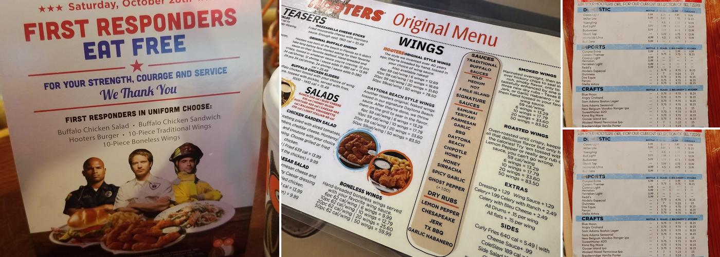 Hooters Menu