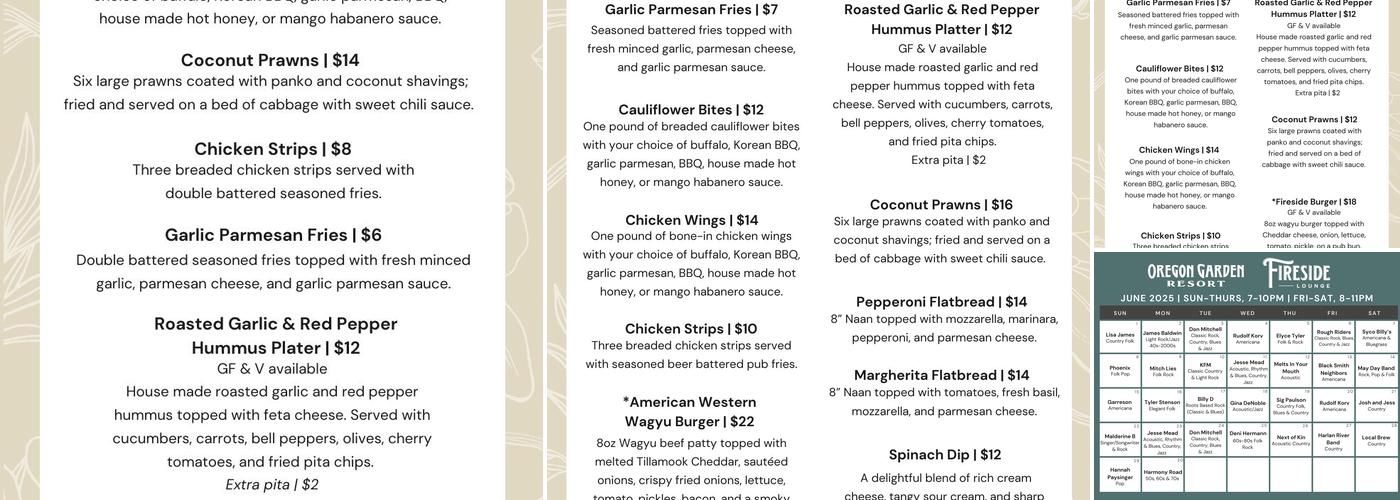 Fireside Lounge Menu