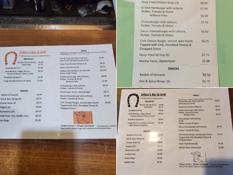 Dillon's Menu
