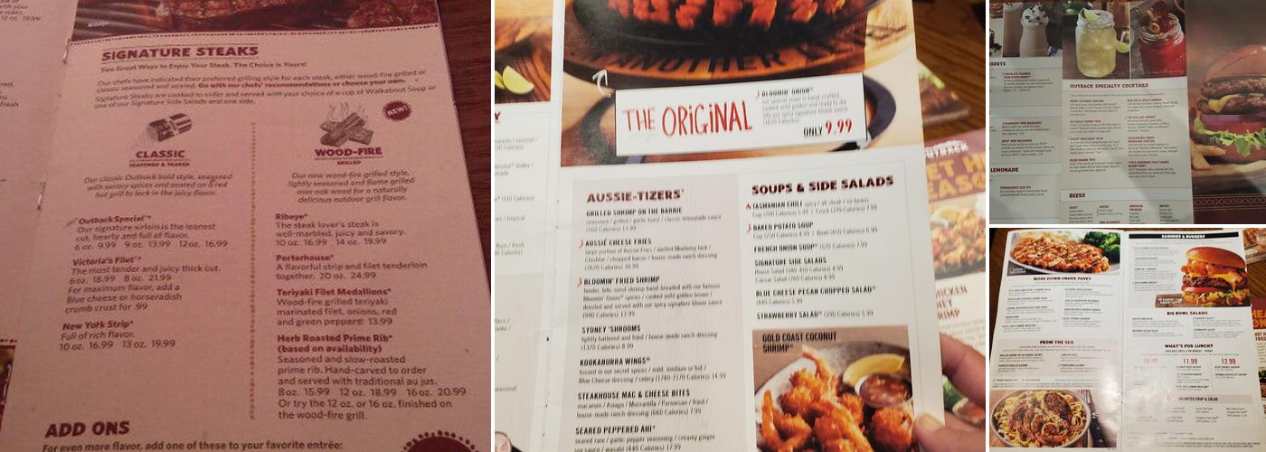 Outback Steakhouse Menu