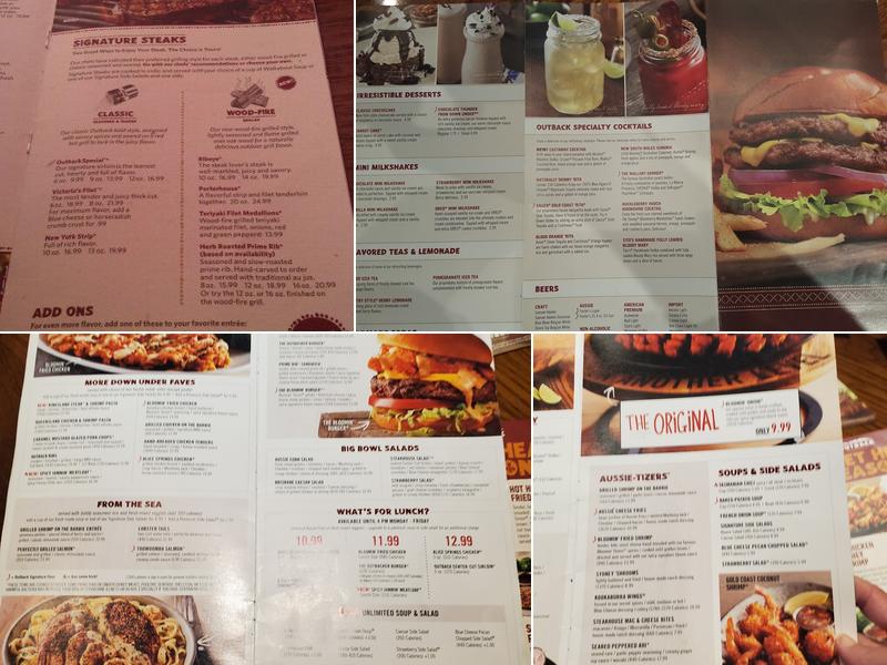 Outback Steakhouse Menu