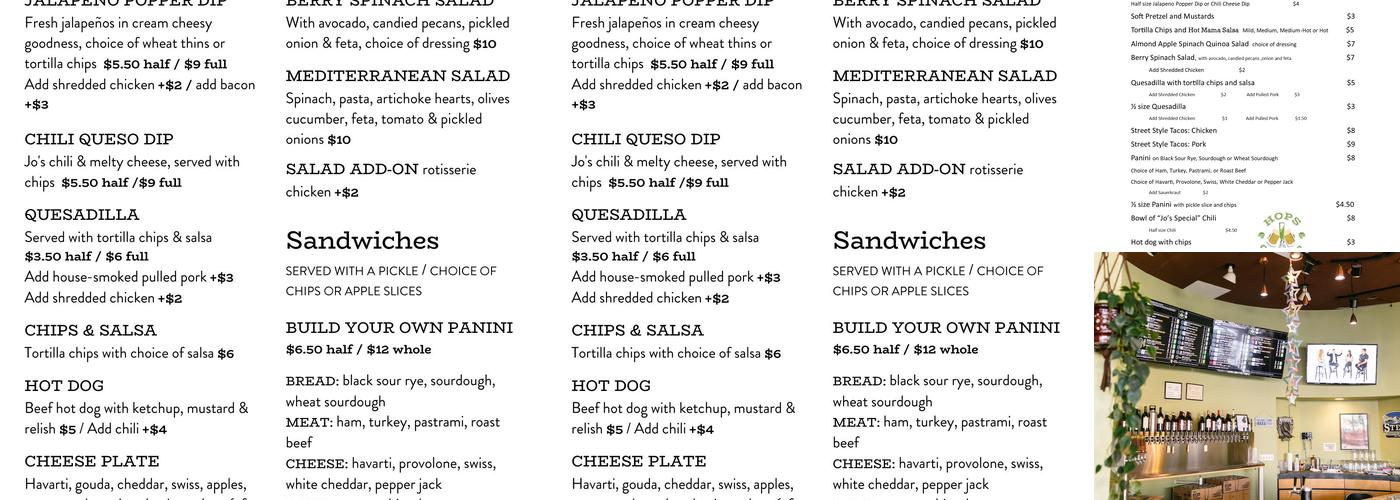 Hops on Tap Menu