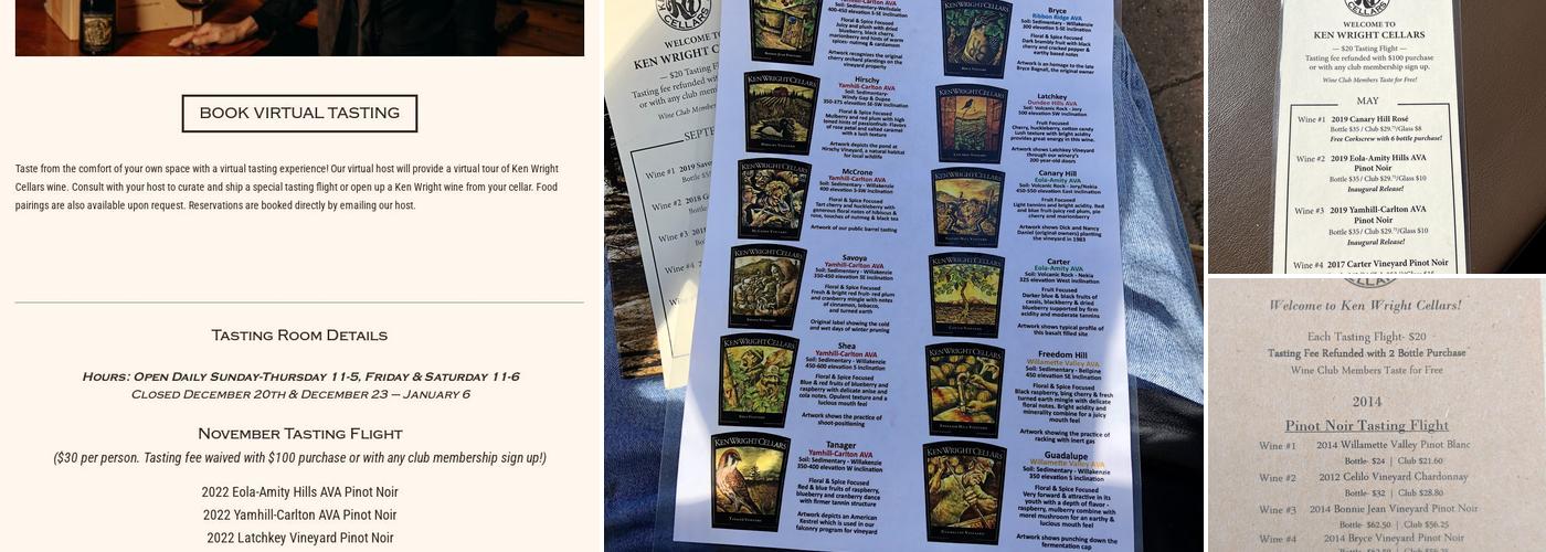 Ken Wright Cellars Menu