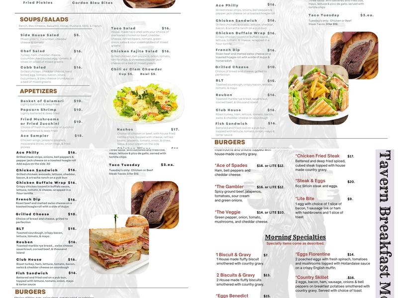 Ace Tavern Menu