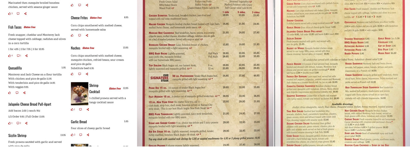 Shed Menu