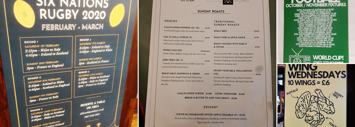 The Fellowship Inn Menu