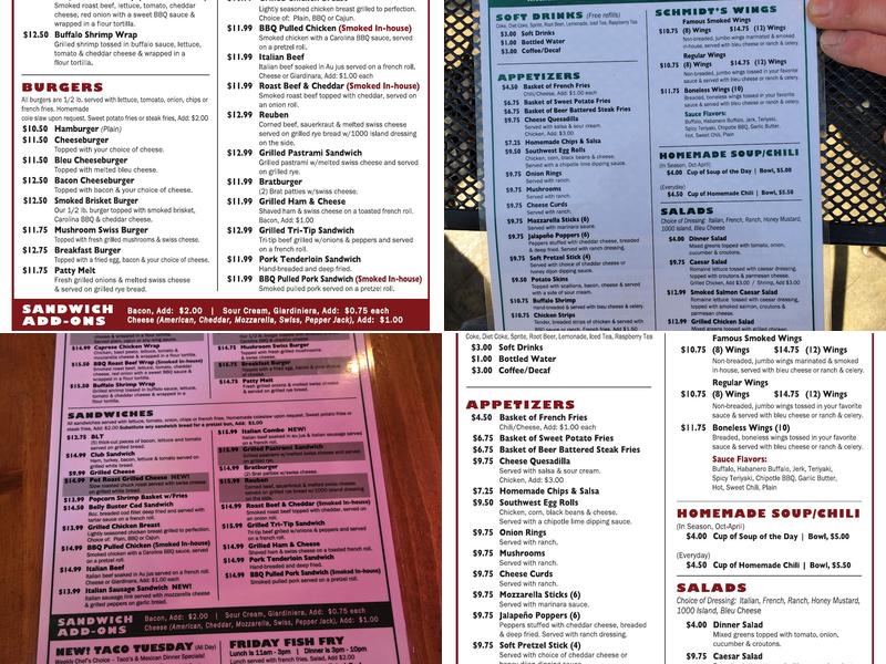 Schmidt’s Towne Tap Menu