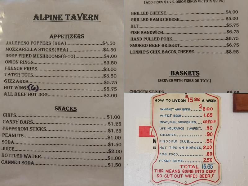 Alpine Tavern Menu