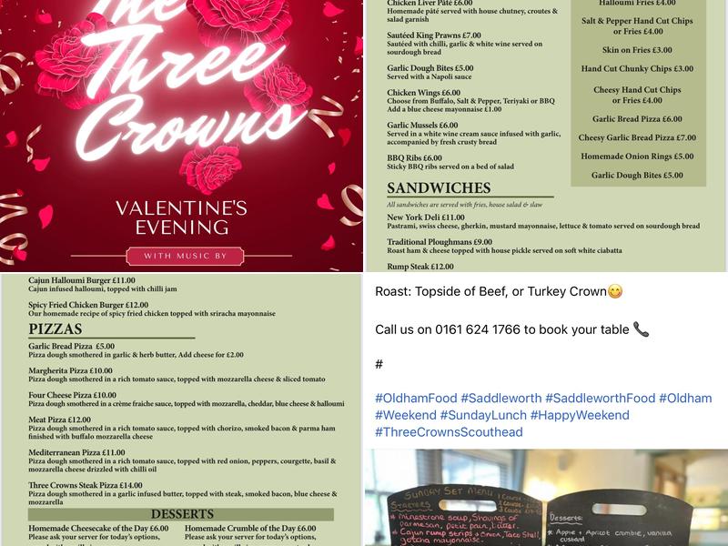 The Three Crowns Inn Menu