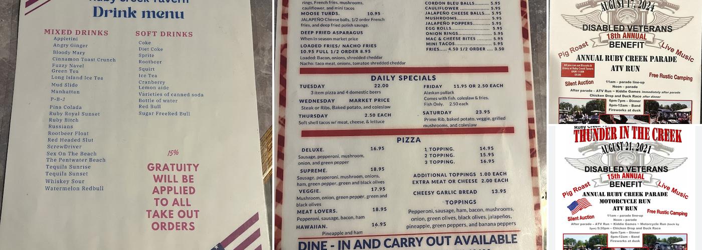 Ruby Creek Tavern Menu