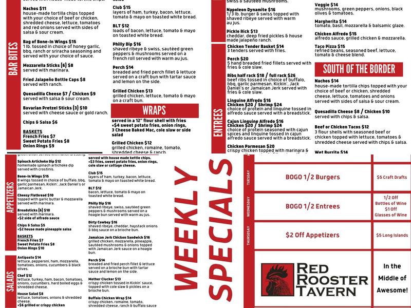 Red Rooster Tavern Menu