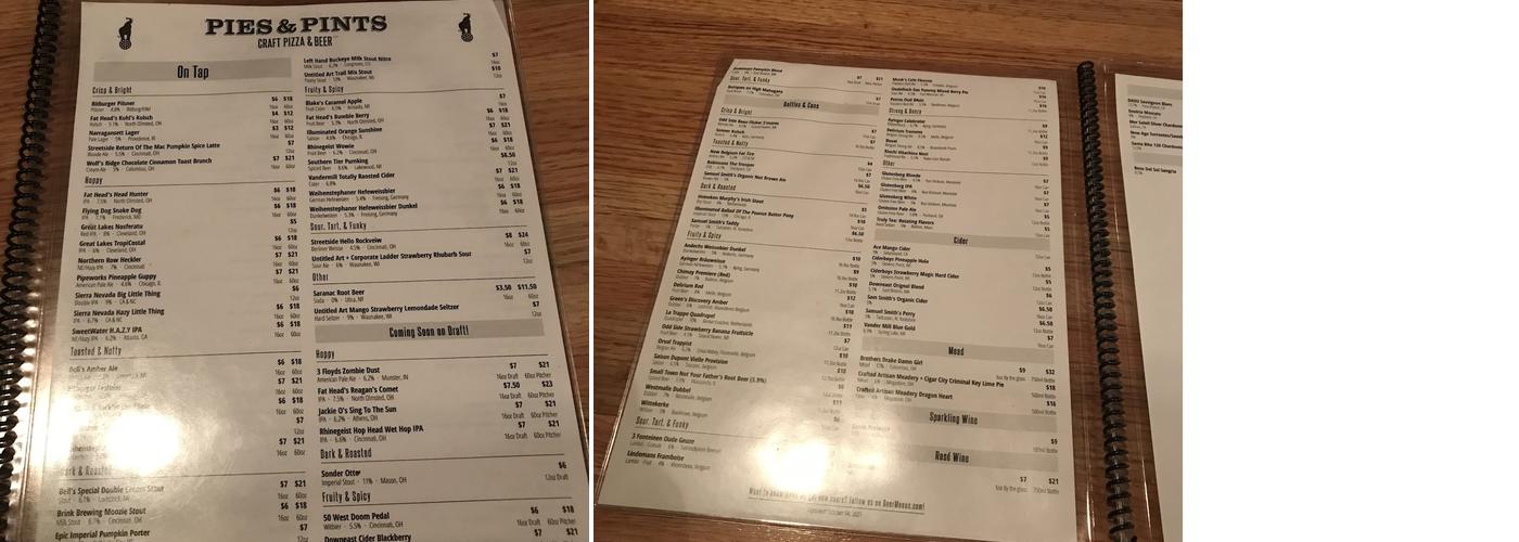 White Elephant Saloon Menu