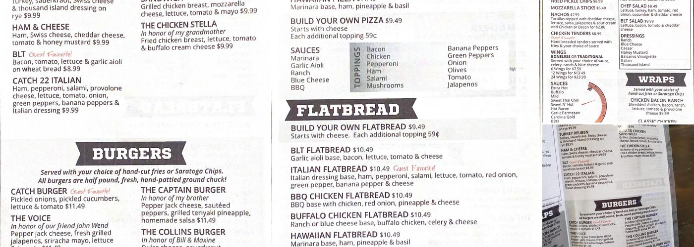 Catch 22 Sports Pub Menu