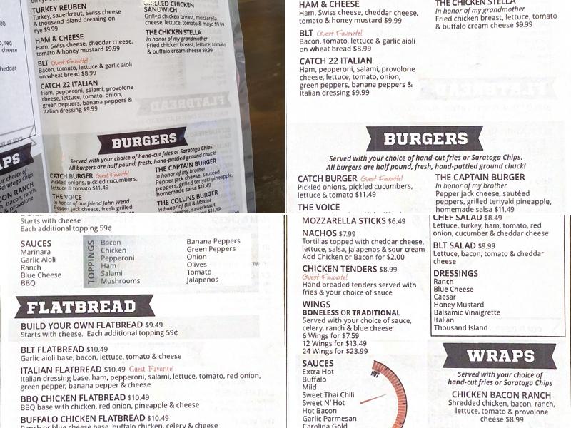 Catch 22 Sports Pub Menu