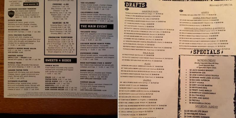 Fox & Hound - Wilmington, NC Menu