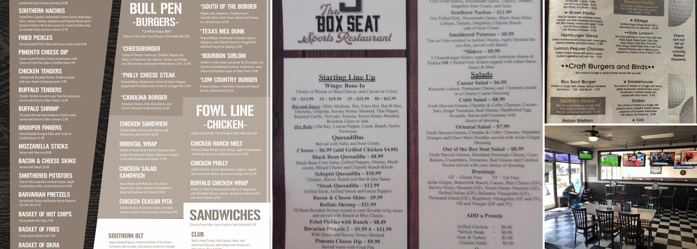 Box Seat Menu
