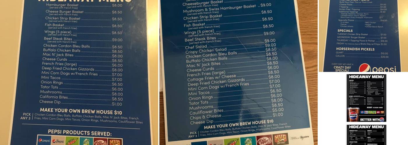 The Hideaway Bar Menu