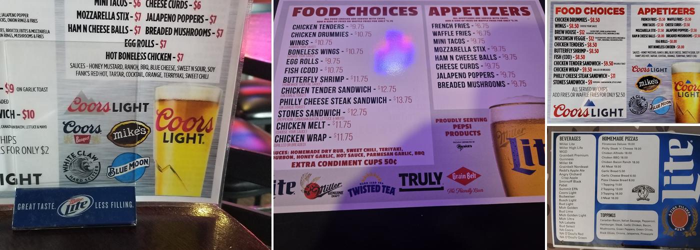 Flinstone's Lounge Menu