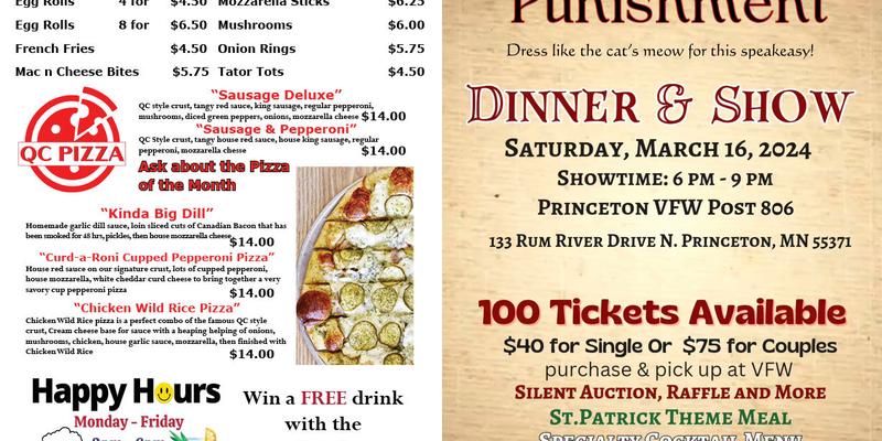 Princeton VFW Club Post 806 Menu