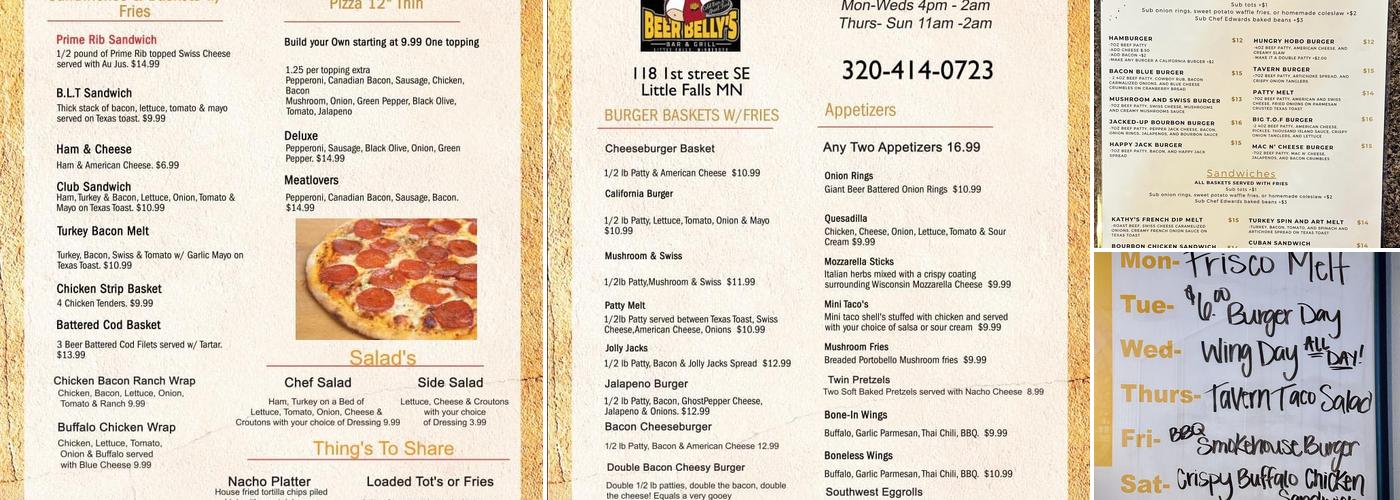 Tavern on First Menu