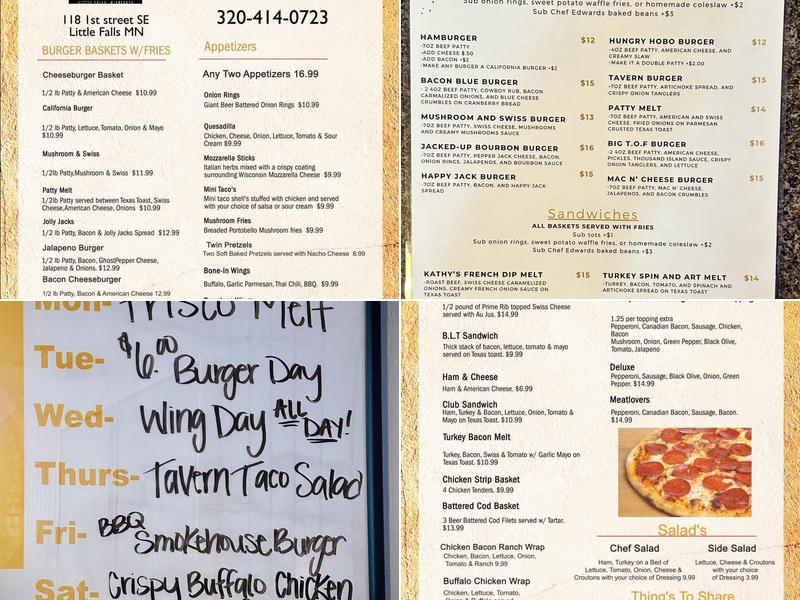 Tavern on First Menu